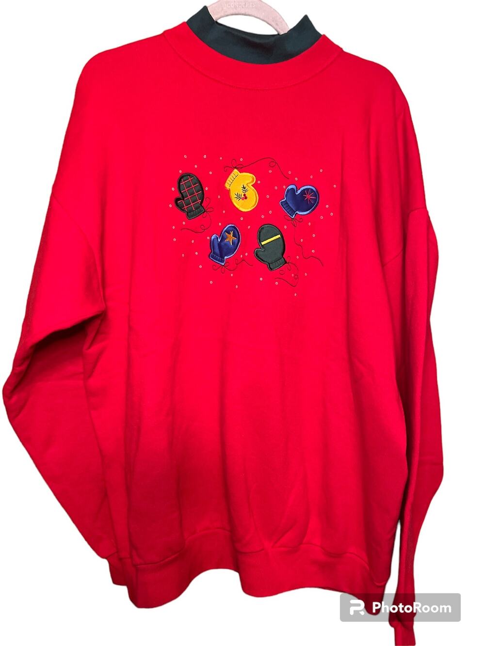 Willow Bay Christmas Mittens Mock Neck Sweatshirt XXL